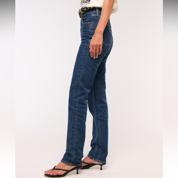 Abercrombie & Fitch Slim Straight Ultra High Rise Jeans dark blue LONG - Picture 4 of 16